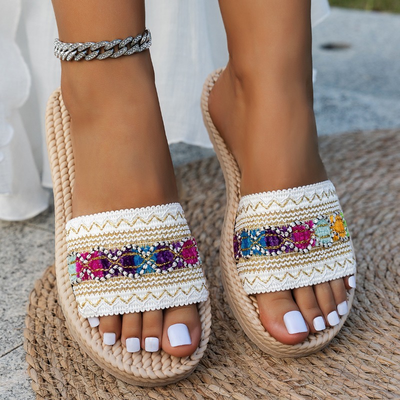 Ethnic Modern Fashion - Kadın Terlik Açık Düz Tasarımcı Ayakkabı
